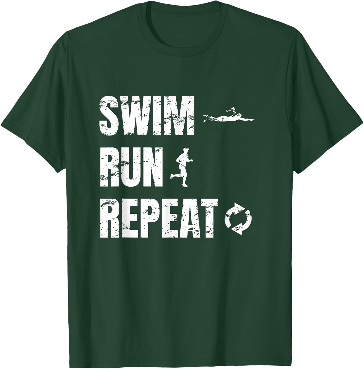 Swimrun Design Swim Run Repeat Swimming Running Sports T-Shirt - T-Shirt | Forest