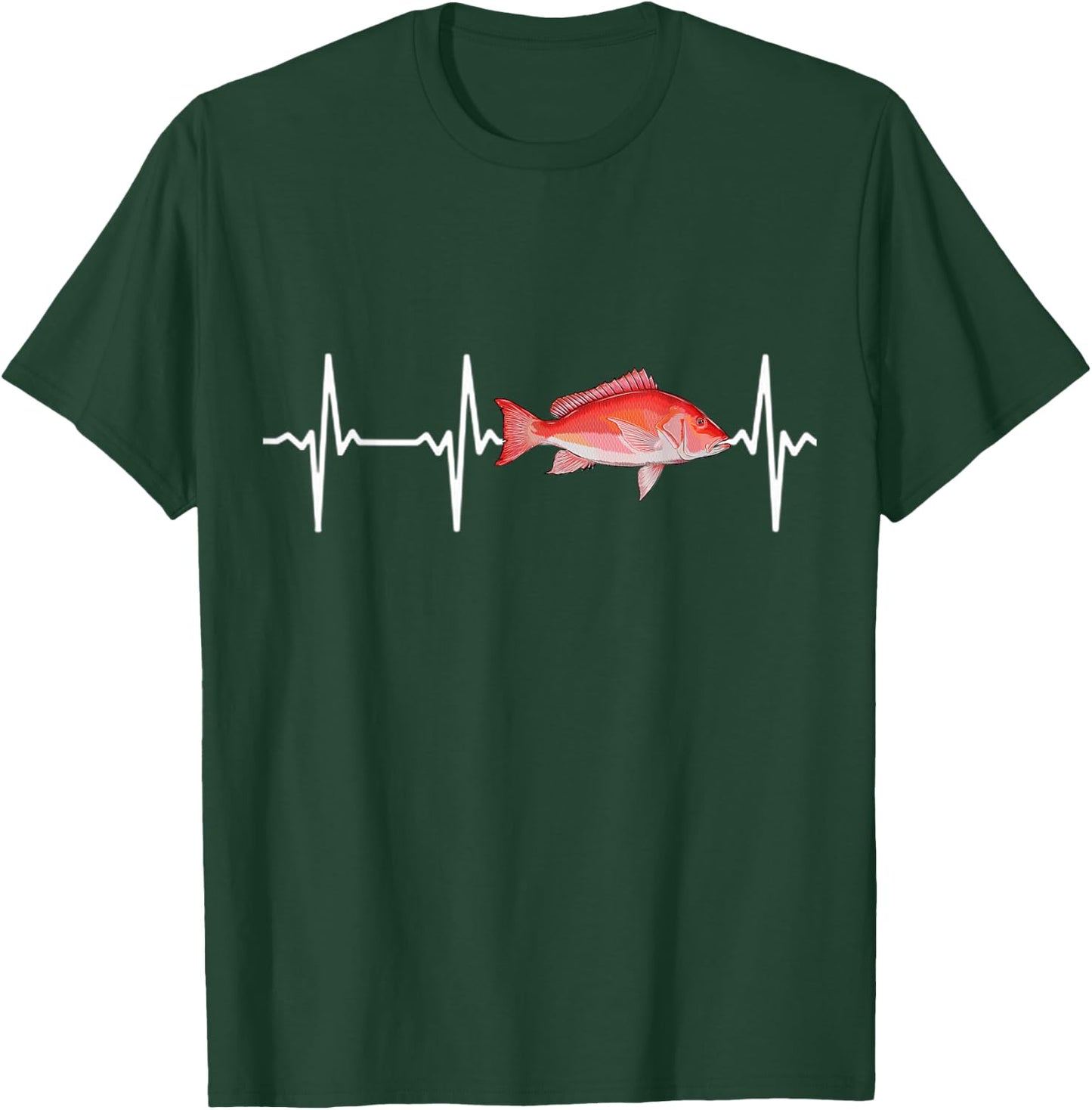 Red Snapper Heartbeat For Saltwater Fish Fishing Lovers T-Shirt - T-Shirt | Forest