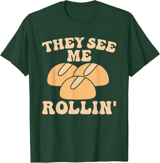 Thanksgiving Family Matching Outfit They See Me Rollin T-Shirt - T-Shirt | Forest