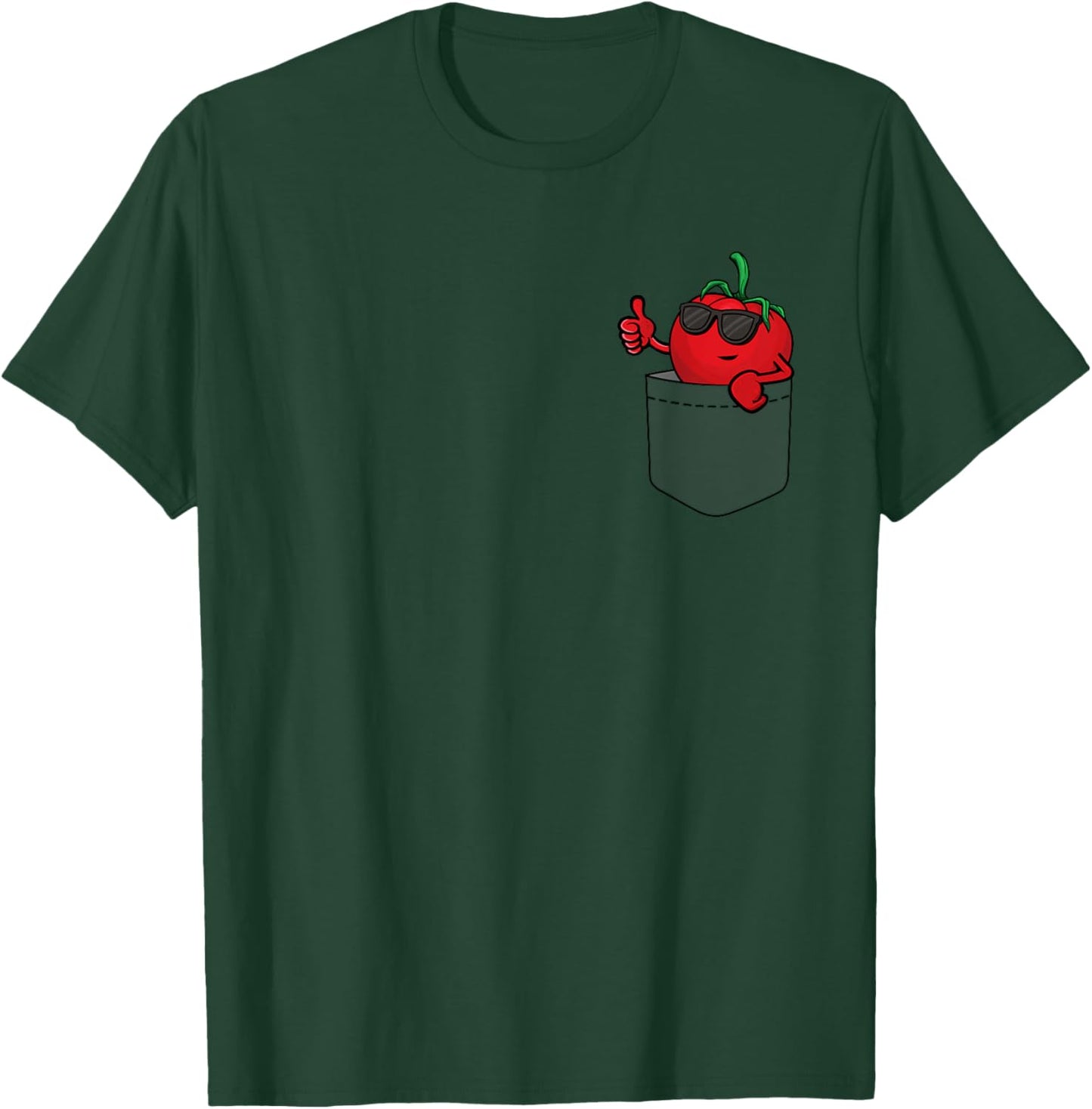 Cool tomato in pocket, peeking tomato wearing sunglasses T-Shirt - T-Shirt | Forest