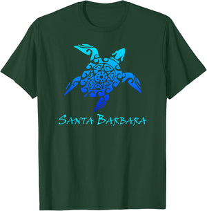 Santa Barbara, California Vintage Retro Tribal Sea Turtle T-Shirt - T-Shirt | Forest