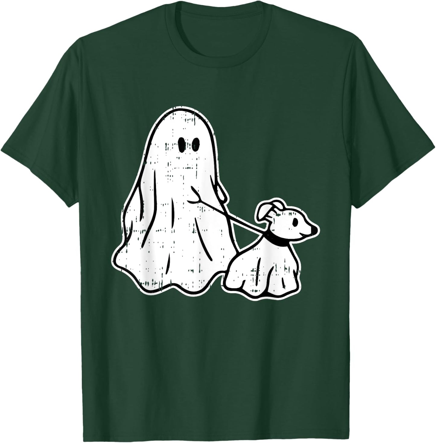 Ghost Holding Puppy Dog Halloween Costume Ghoul Doggie Women Kids T-Shirt - T-Shirt | Forest