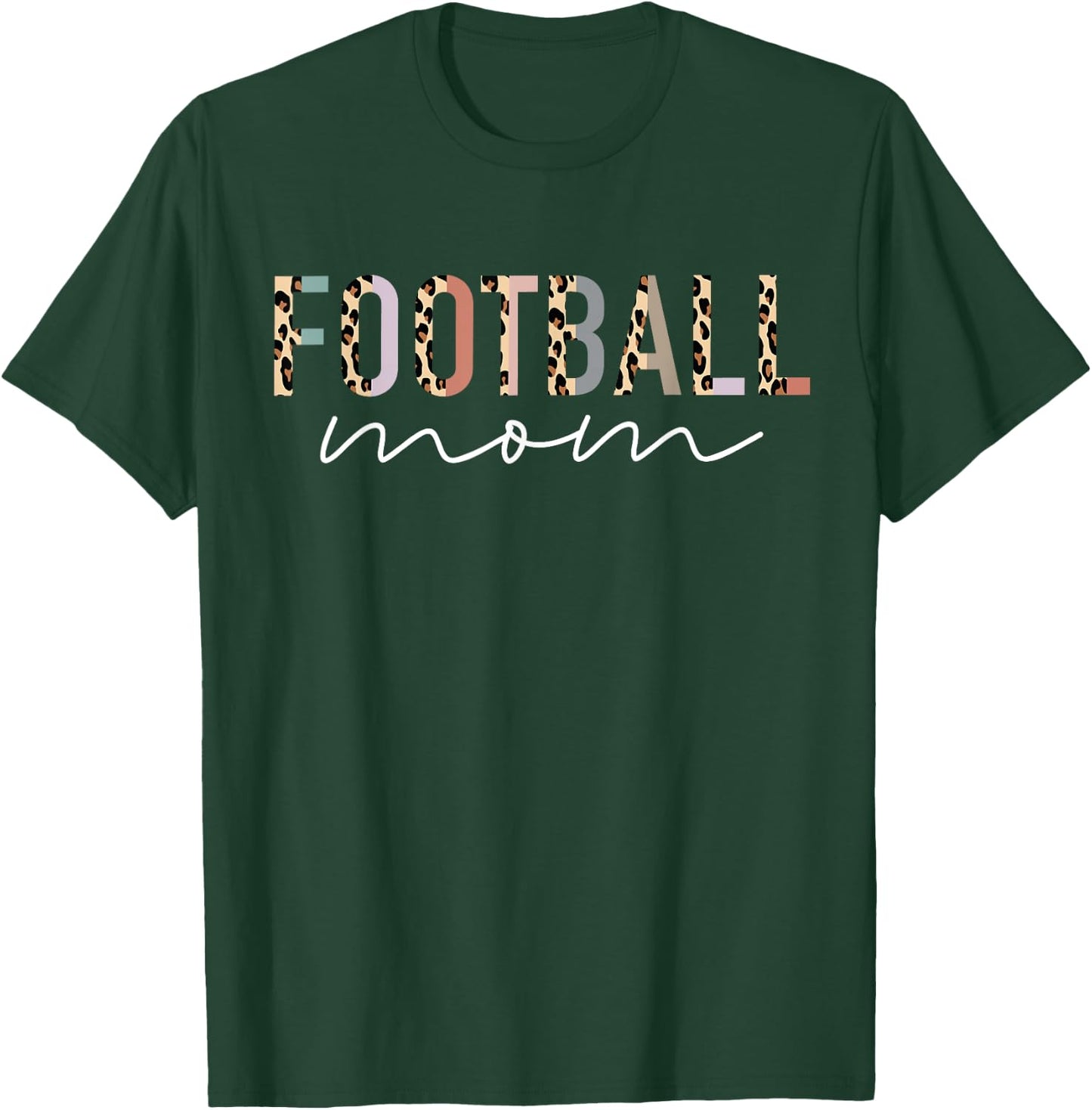 Football Mom Gifts Leopard Print Football Mama Mother's Day T-Shirt - T-Shirt | Forest