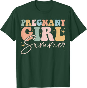Funny Pregnancy Reveal Pregnant Girl Summer Baby Shower T-Shirt - T-Shirt | Forest