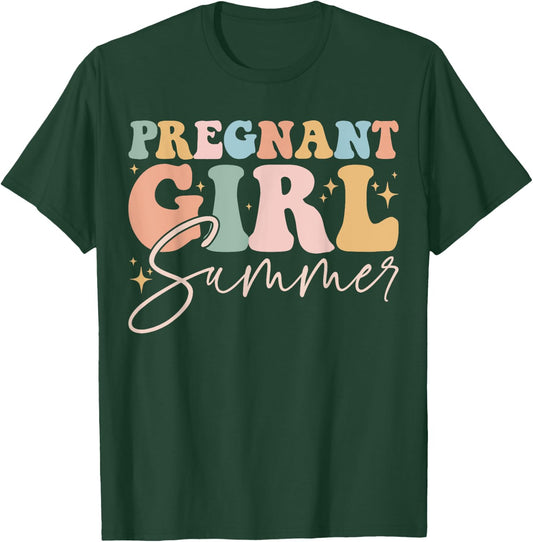 Funny Pregnancy Reveal Pregnant Girl Summer Baby Shower T-Shirt - T-Shirt | Forest
