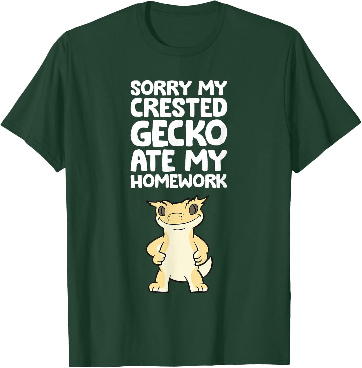 Crested Gecko Pet Sorry My Crested Gecko Ate My Homework T-Shirt - T-Shirt | Forest