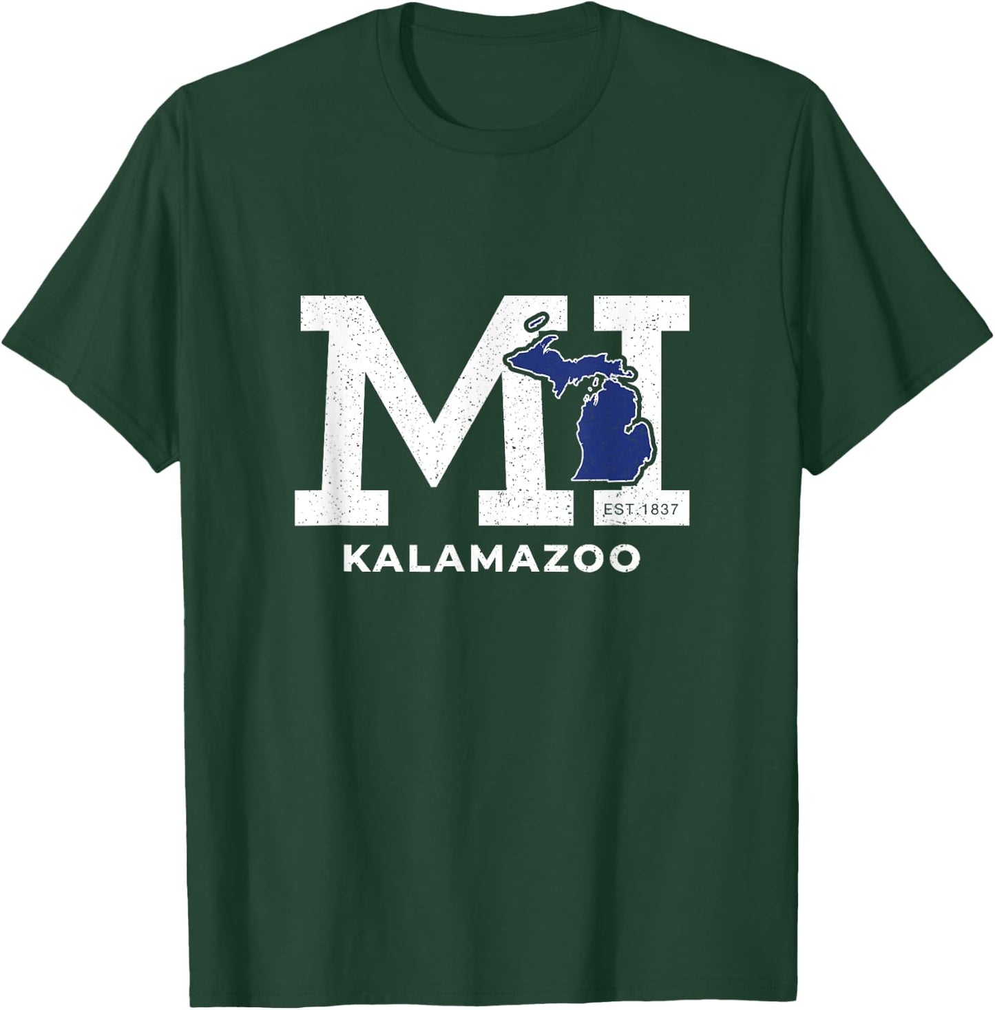 Kalamazoo Michigan MI Block Letters Vintage Athletic Sport T-Shirt - T-Shirt | Forest