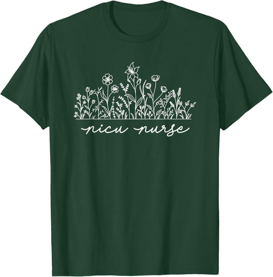 Floral NICU Nurse T-Shirt - T-Shirt | Forest