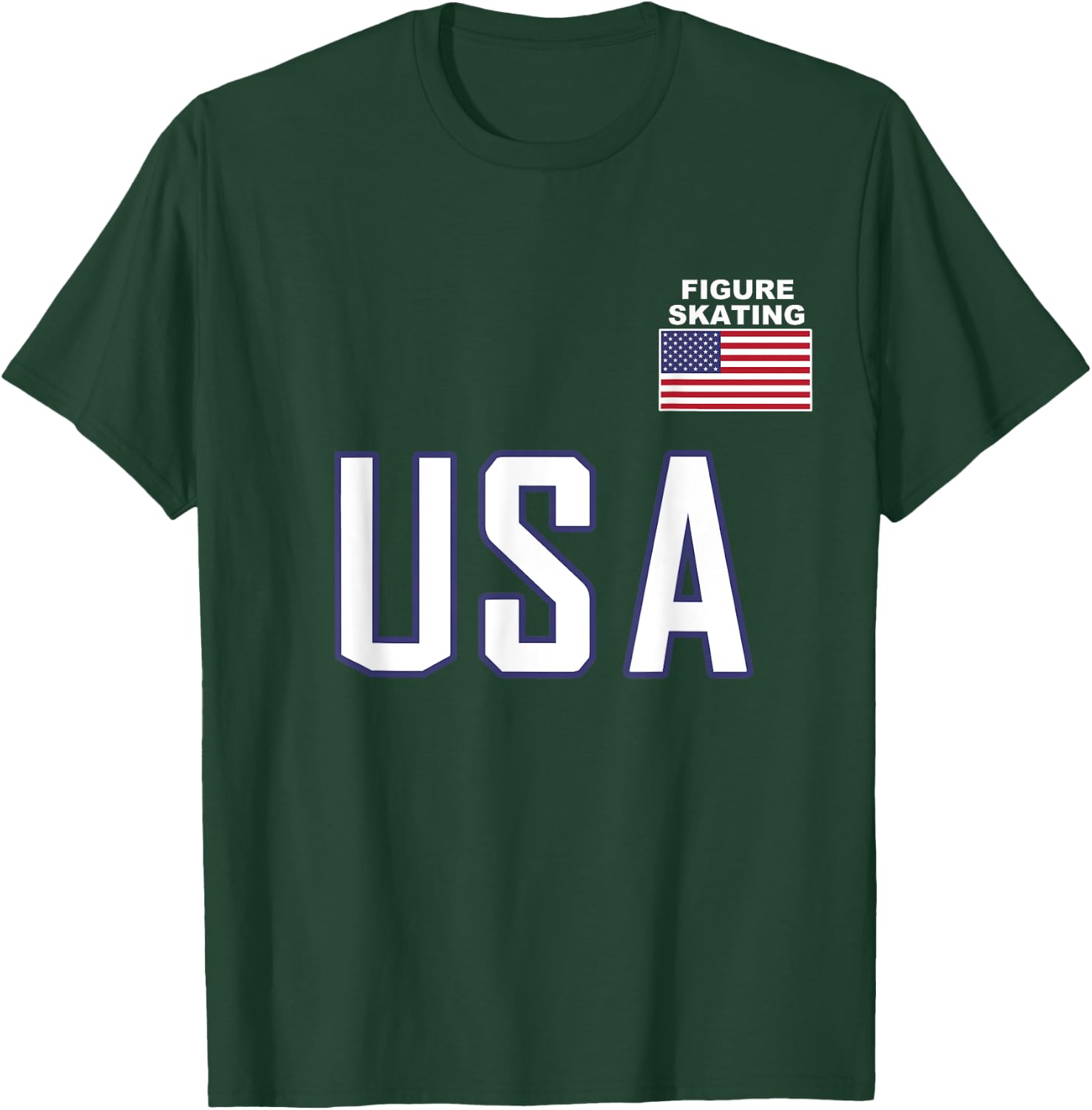 USA Flag Figure Skating Ice Skating Equipment Girl T-Shirt - T-Shirt | Forest