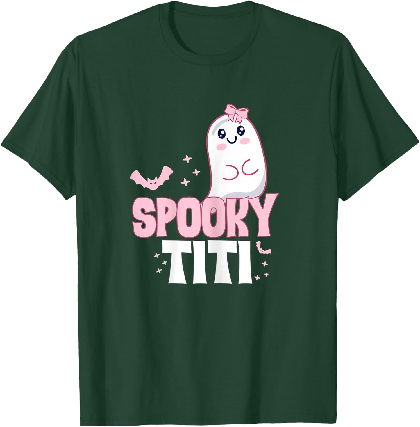 Spooky Titi Family Cute Pink White Ghost Boo Halloween T-Shirt - T-Shirt | Forest