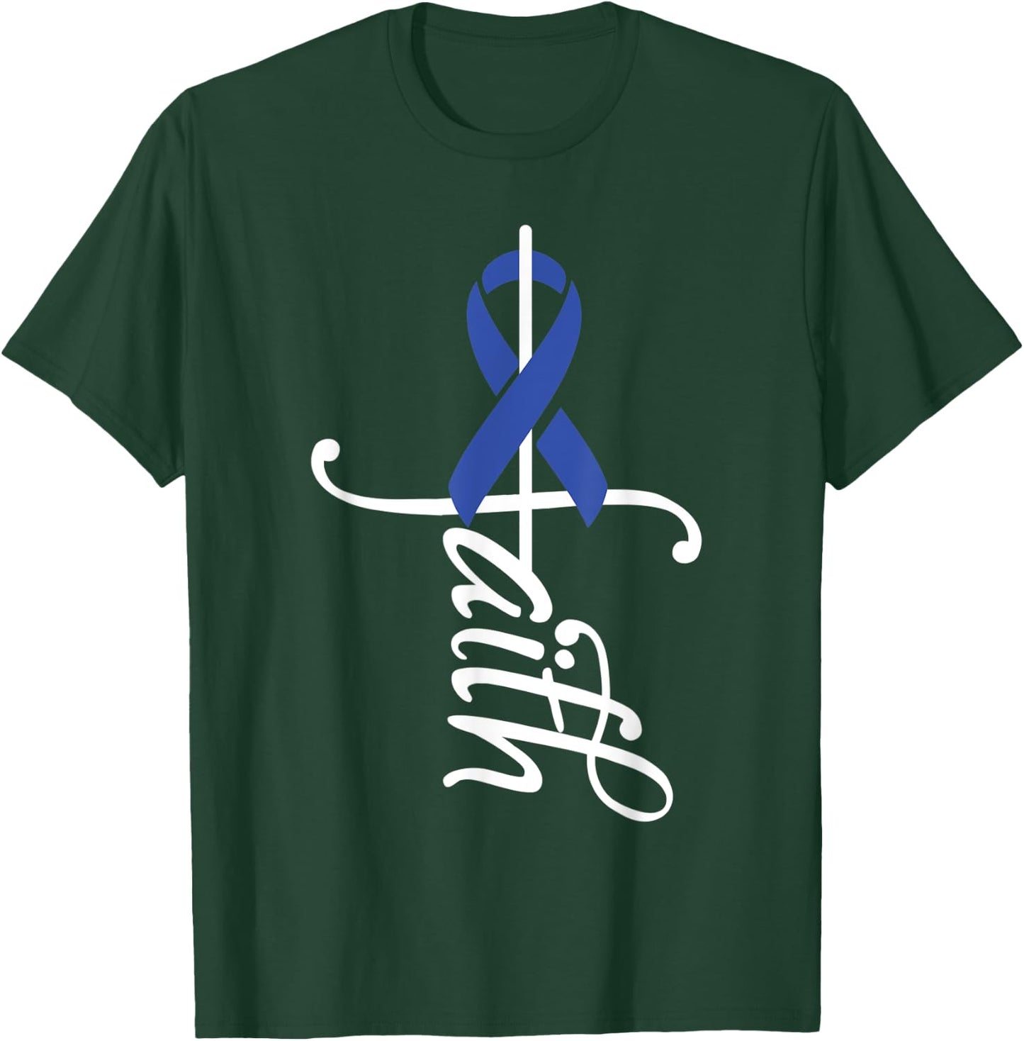 Faith Cancer Support - Ribbon Rectal Cancer Awareness T-Shirt - T-Shirt | Forest