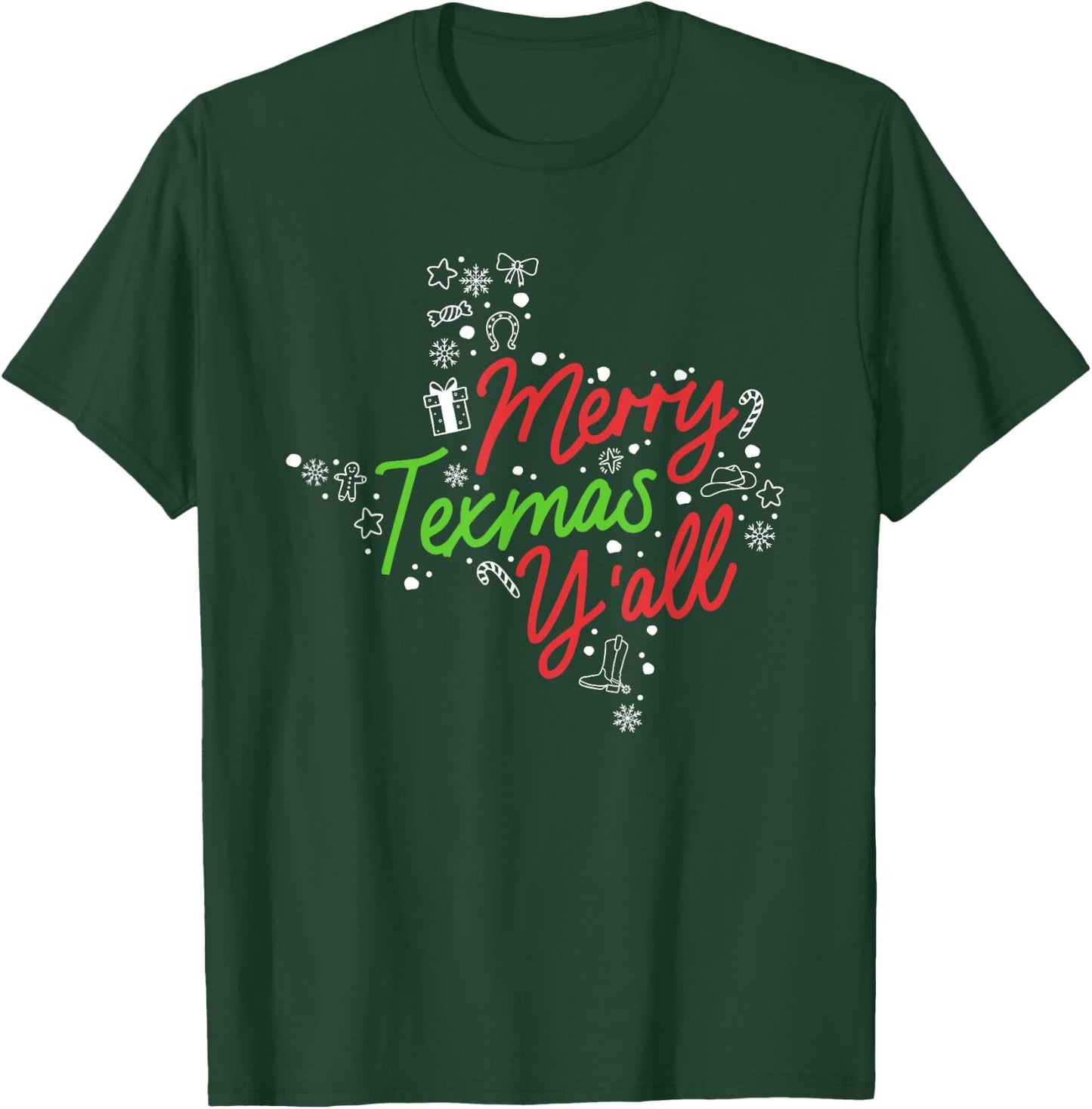 Merry Texmas Y'all Cute Southern Christmas Texas Holidays T-Shirt - T-Shirt | Forest