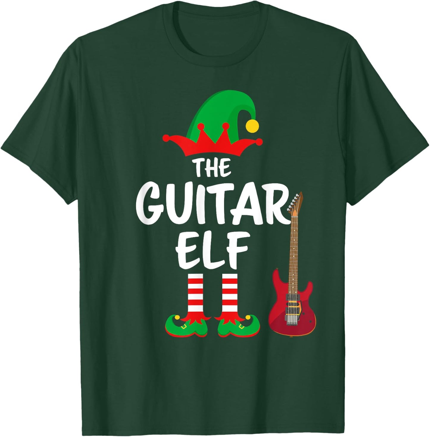 The Guitar Elf Matching Family Christmas T-Shirt - T-Shirt | Forest