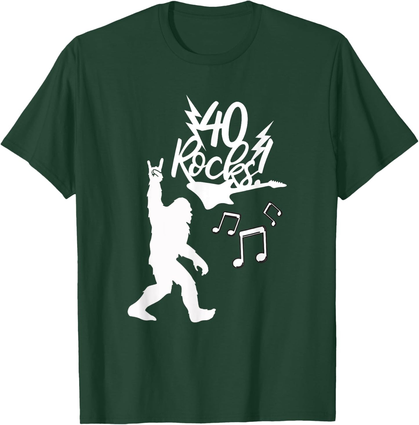 Rockin' Bigfoot 40th Birthday 40 Rock Hand Rock Music Fans T-Shirt - T-Shirt | Forest