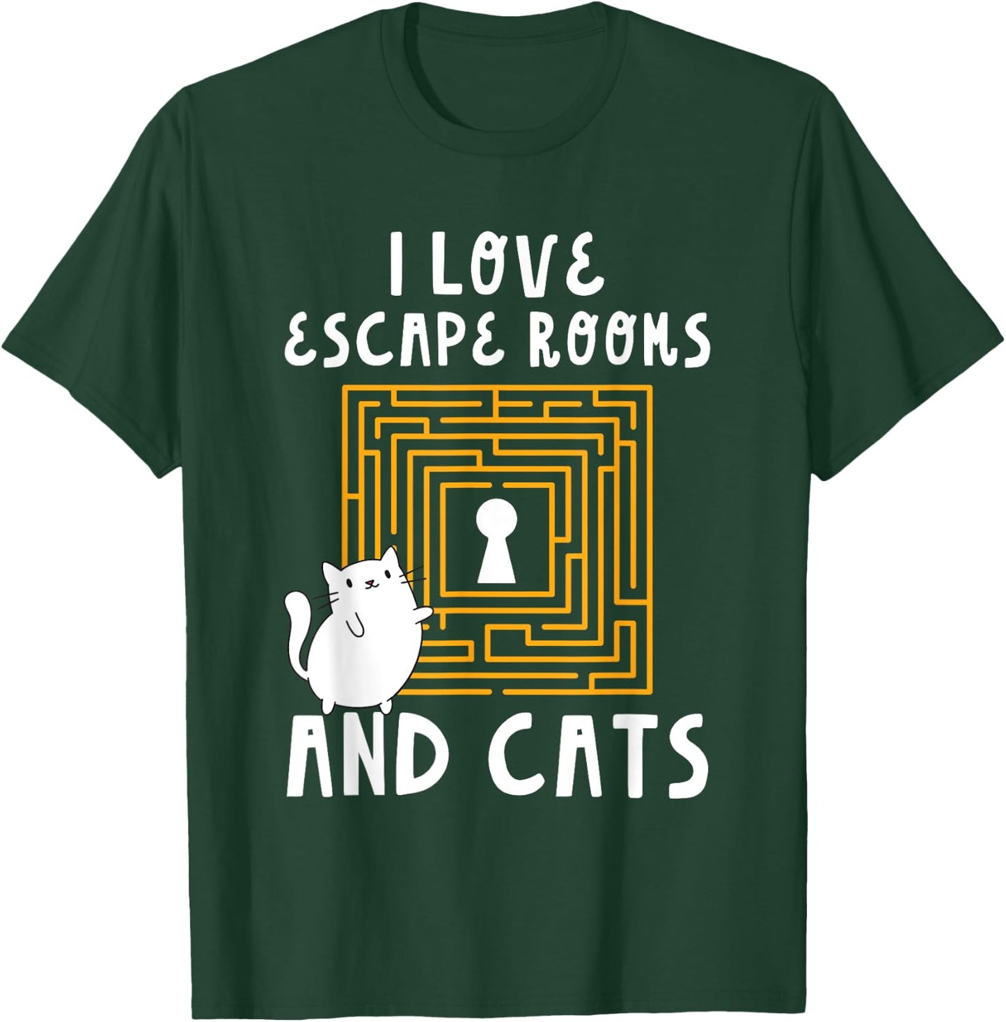 Cute I Love Escape Rooms And Cats Puzzle Game Mystery T-Shirt - T-Shirt | Forest