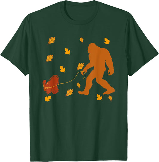 Bigfoot Sasquatch Turkey Autumn Fall Thanksgiving Day T-Shirt - T-Shirt | Forest