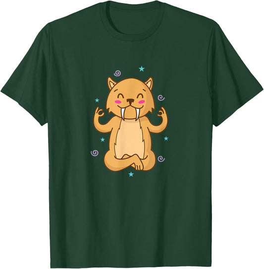 Saber Tooth Tiger meditates wild Cat Predator Men Women Kids T-Shirt - T-Shirt | Forest