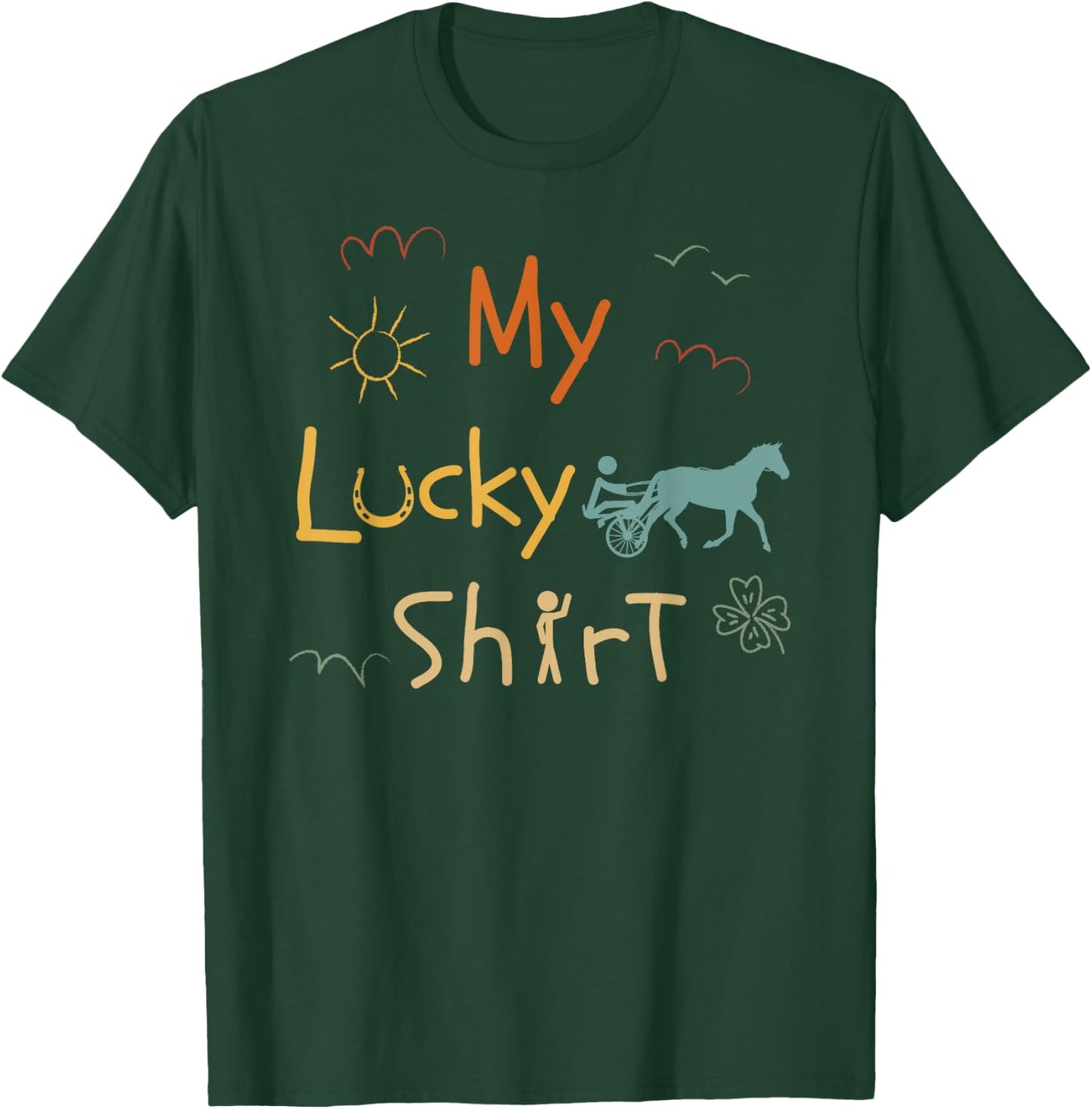 Harness-Racing Trotting-horse Funny Vintage Trotting-race T-Shirt - T-Shirt | Forest