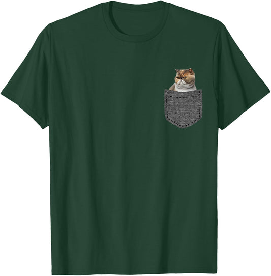 Persian Cat in Pocket T-Shirt - T-Shirt | Forest