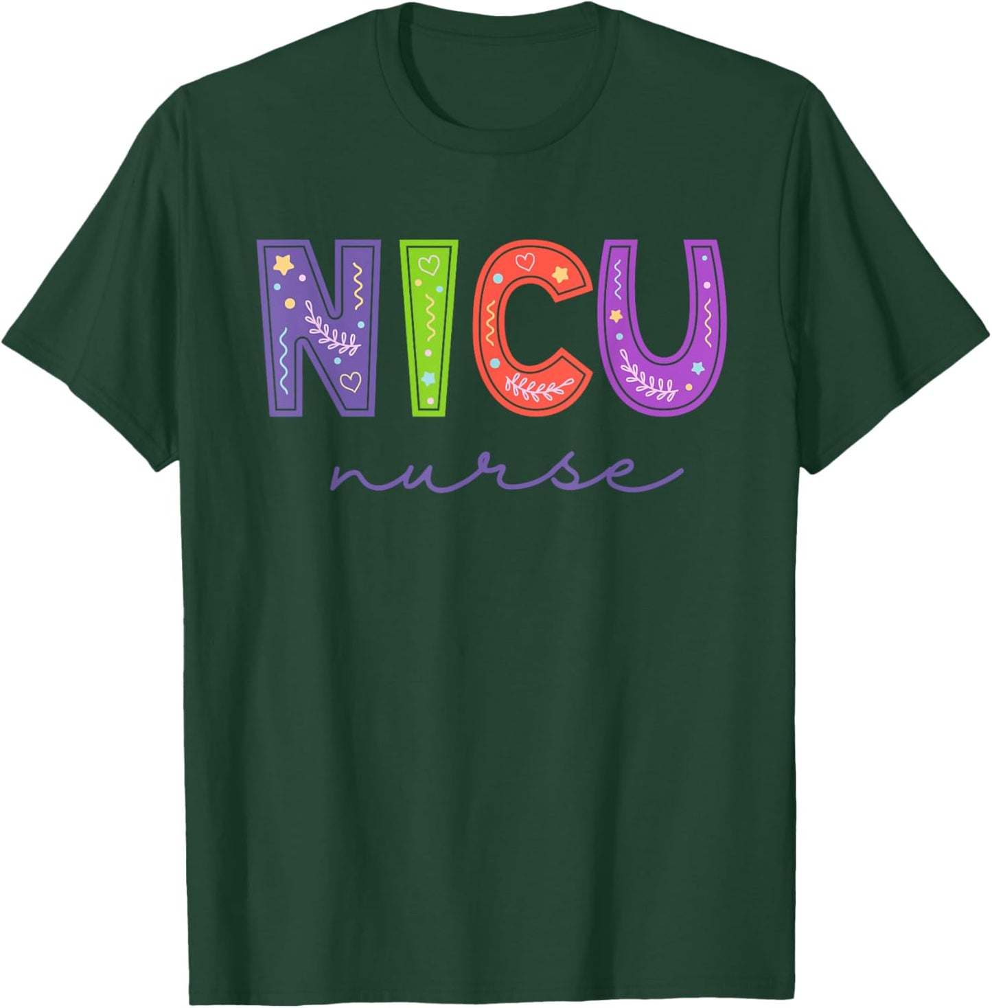 Groovy NICU Nurse ICU Neonatal Team Tiny Humans For T-Shirt - T-Shirt | Forest