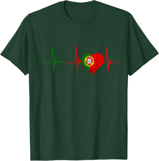 Heartbeat EKG Pulse Portugal Portugal Flag Portuguese Pride T-Shirt - T-Shirt | Forest