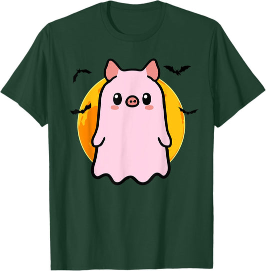 Cute Pig Ghost Kawaii Halloween T-Shirt - T-Shirt | Forest