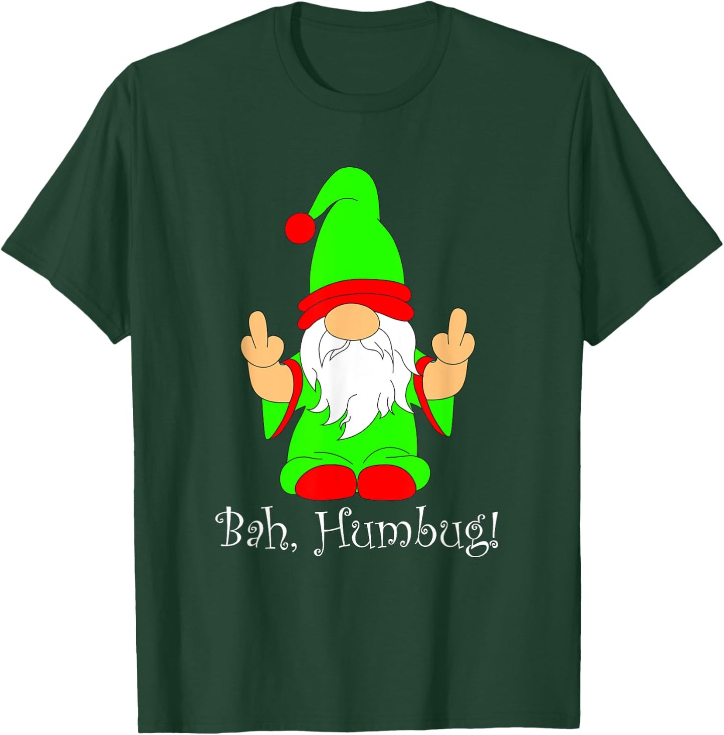 Bah Humbug, Funny Grumpy Christmas Scrooge Gnome T-Shirt - T-Shirt | Forest