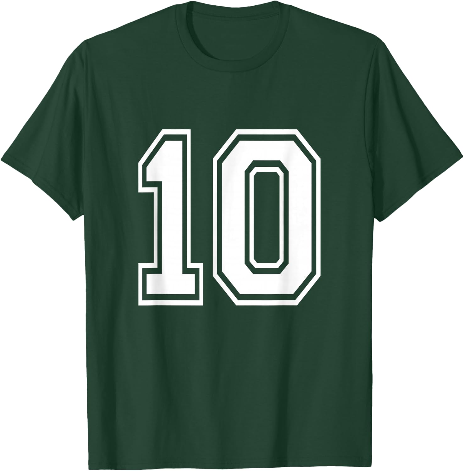 Number 10 Front + Back Varsity Sports Team 10th Birthday T-Shirt - T-Shirt | Forest