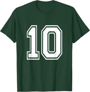 Number 10 Front + Back Varsity Sports Team 10th Birthday T-Shirt - T-Shirt | Forest