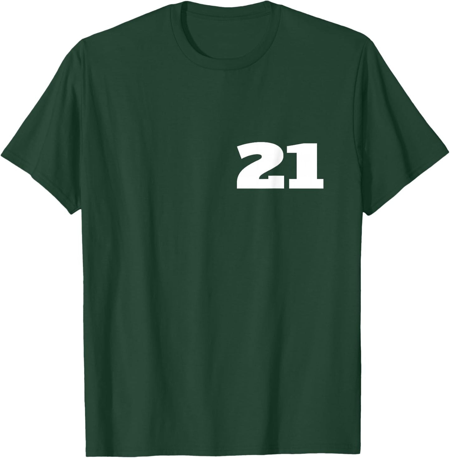 Number 21 Twenty-one Sports Team FRONT AND BACK PRINT T-Shirt - T-Shirt | Forest