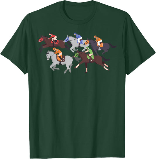 Funny Horse Racing Jockey Racer Derby Rider Race Track T-Shirt - T-Shirt | Forest