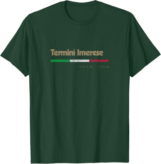 Termini Imerese Italian City Retro Italy Flag T-Shirt - T-Shirt | Forest
