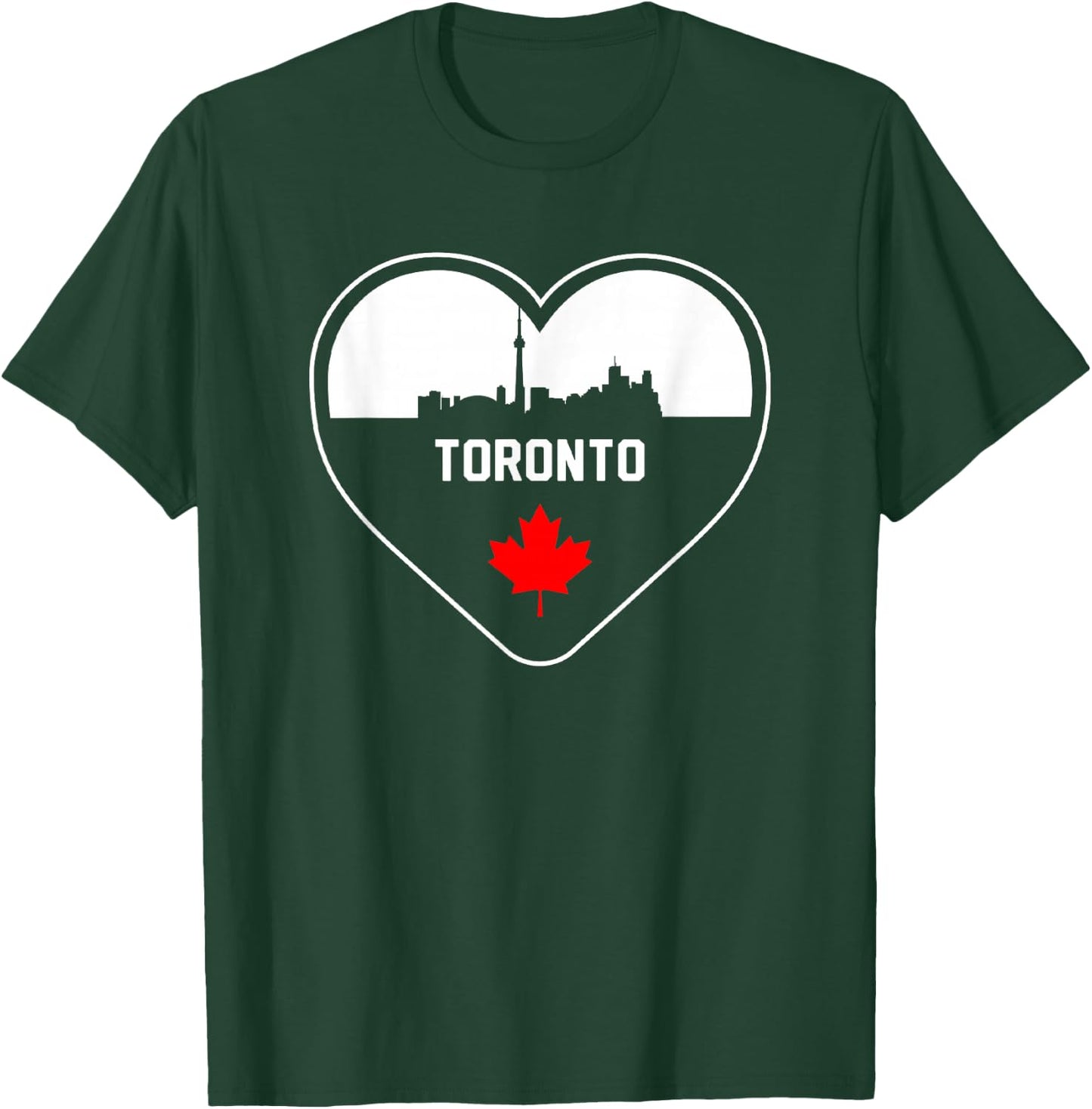 Love Toronto City Skyline and Maple Leaf Outline In Heart T-Shirt - T-Shirt | Forest