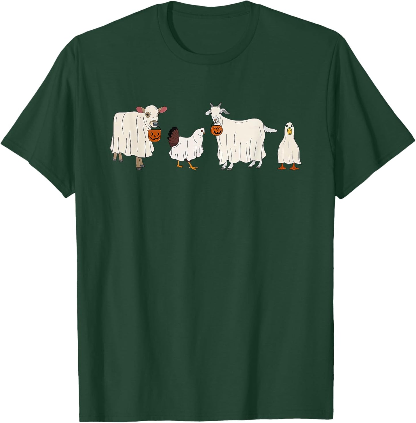Funny Ghost Cow Halloween Farm Animals Pumpkin Spooky Season T-Shirt - T-Shirt | Forest