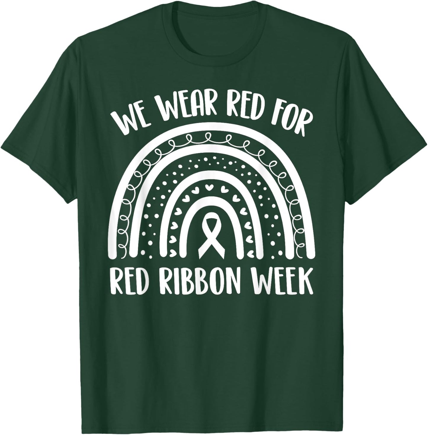 We Wear Red Ribbon Awareness Week Rainbow & Pink T-Shirt - T-Shirt | Forest