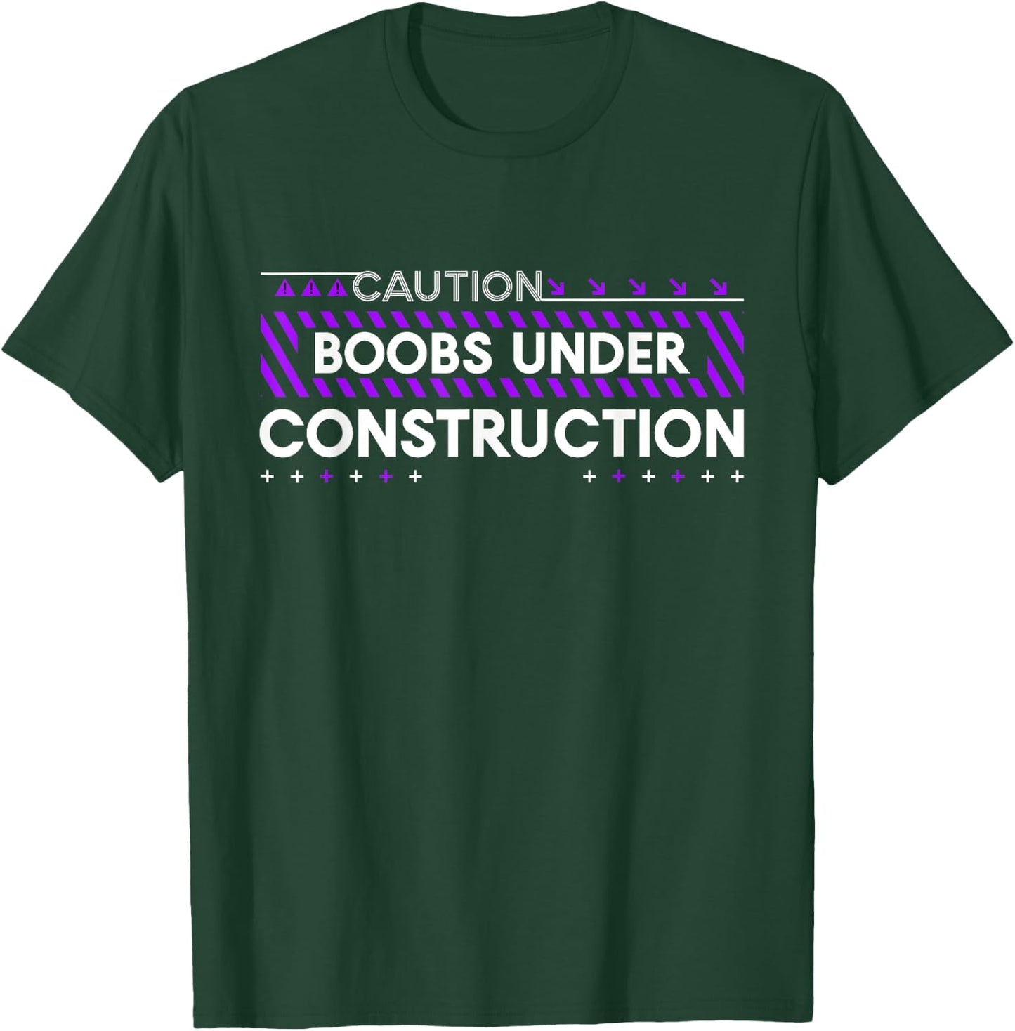 Boobs Under Construction Mastectomy Breast Cancer Awareness T-Shirt - T-Shirt | Forest