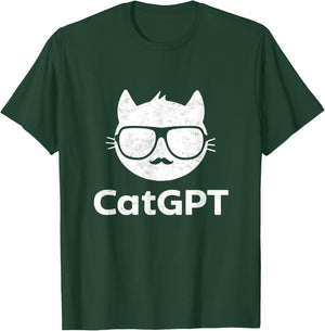 Cat GPT Ai Cat Geek Cat Lovers & Chat GPT Back To School T-Shirt - T-Shirt | Forest