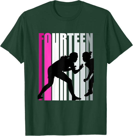 Girls Wrestling 14th Birthday Wrestler Queen Sports Teen T-Shirt - T-Shirt | Forest