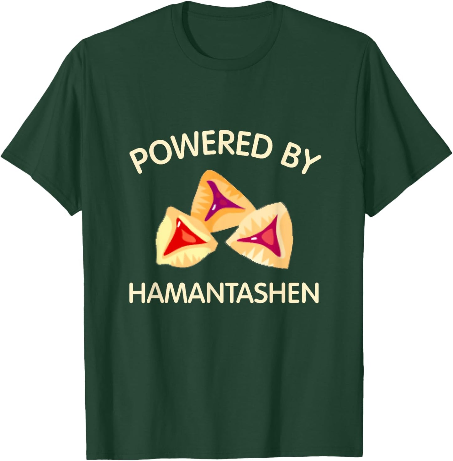 Powered By Hamantashen Happy Purim Costume Party Jewish T-Shirt - T-Shirt | Forest