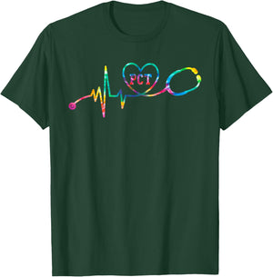 Tie Dye Heartbeat PCT Patient Care Technician Nursing Gift T-Shirt - T-Shirt | Forest