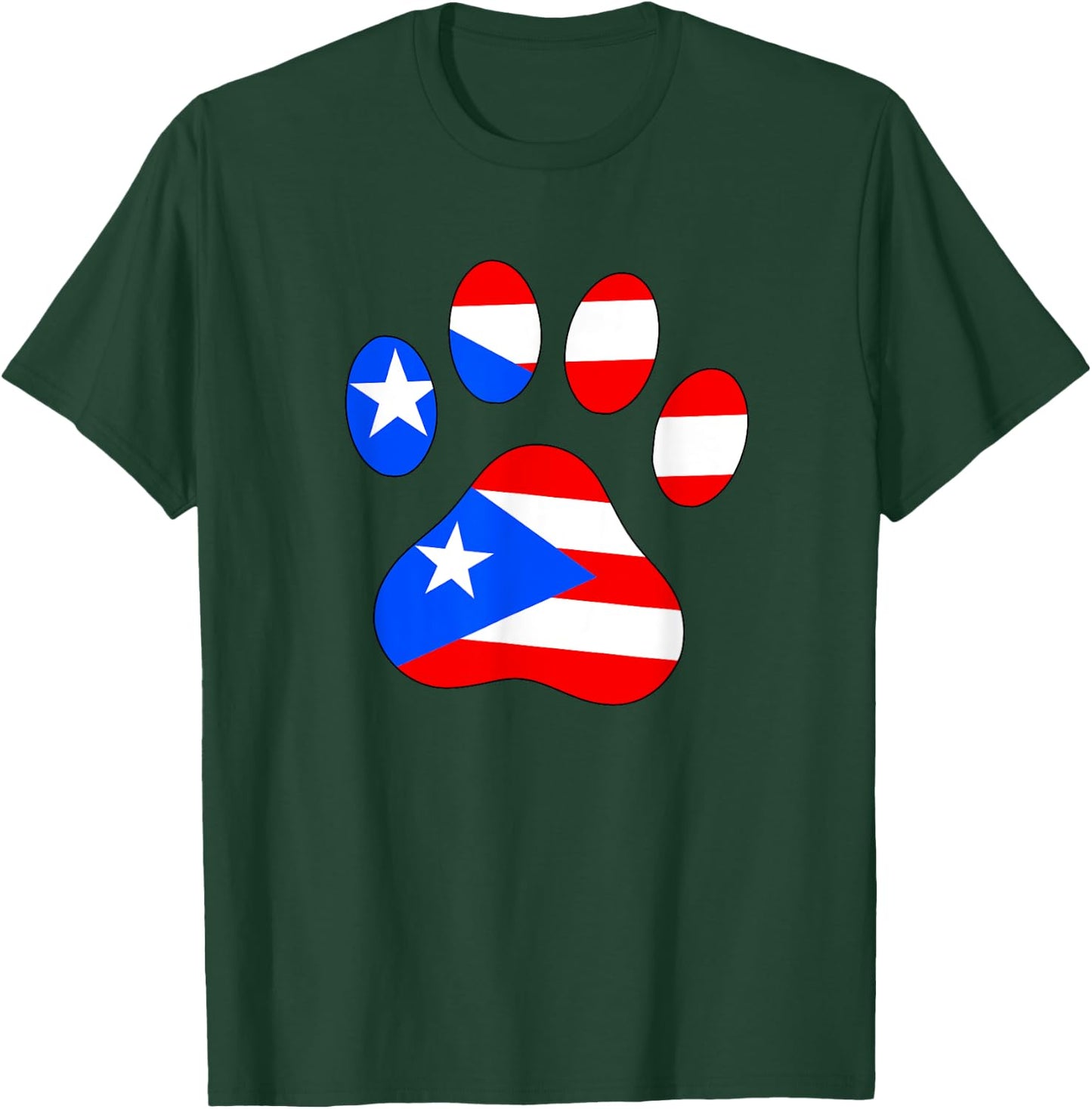Funny Dog Paw Puerto Rico PR Flag Puerto Rican Boricua Puppy T-Shirt - T-Shirt | Forest
