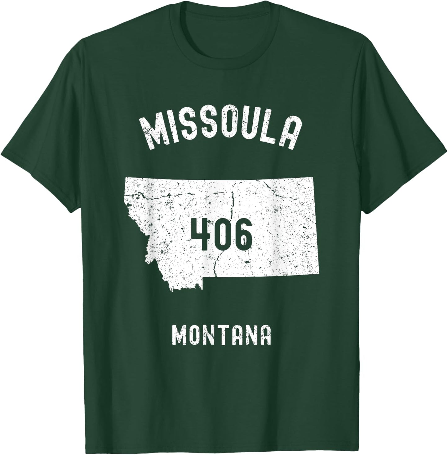 Missoula Montana MT 406 Vintage Athletic Style T-Shirt - T-Shirt | Forest