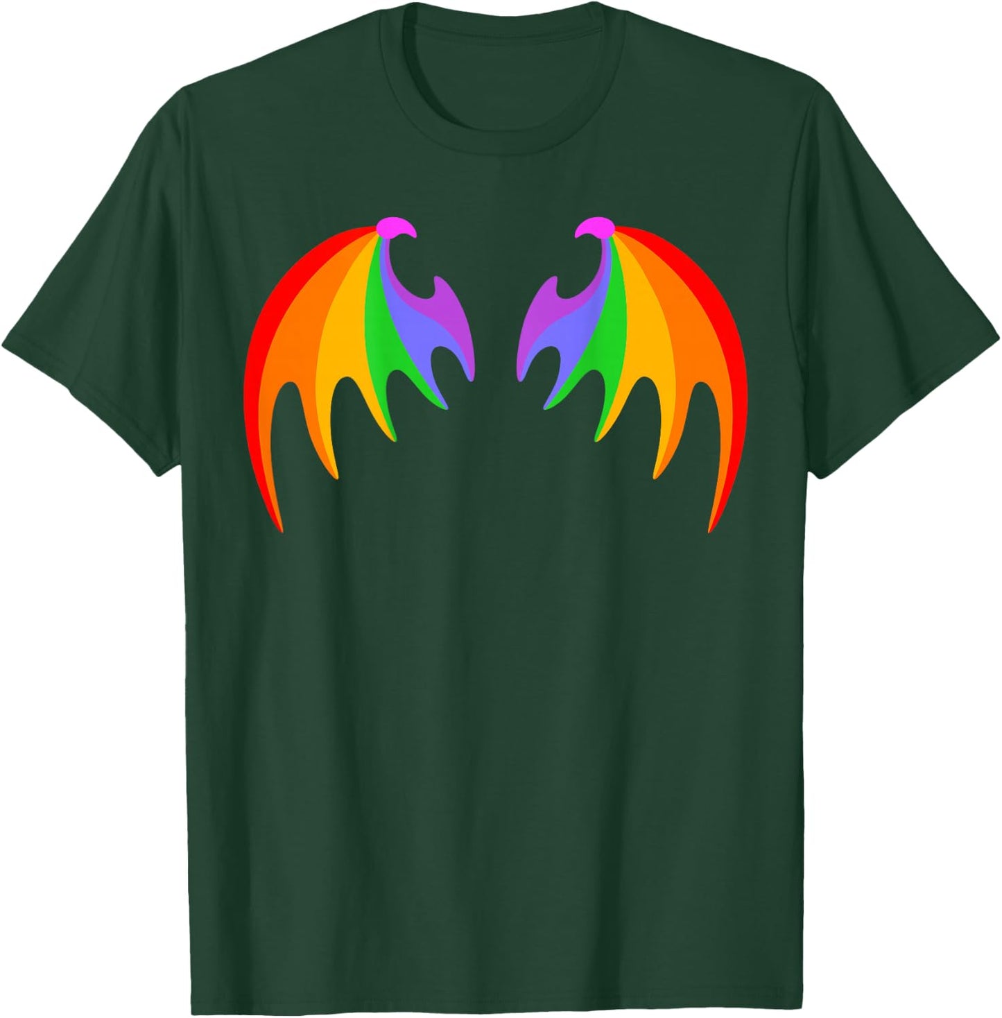 BACK PRINT Rainbow Dragon Bat Wings Cute Pride Party Magic T-Shirt - T-Shirt | Forest