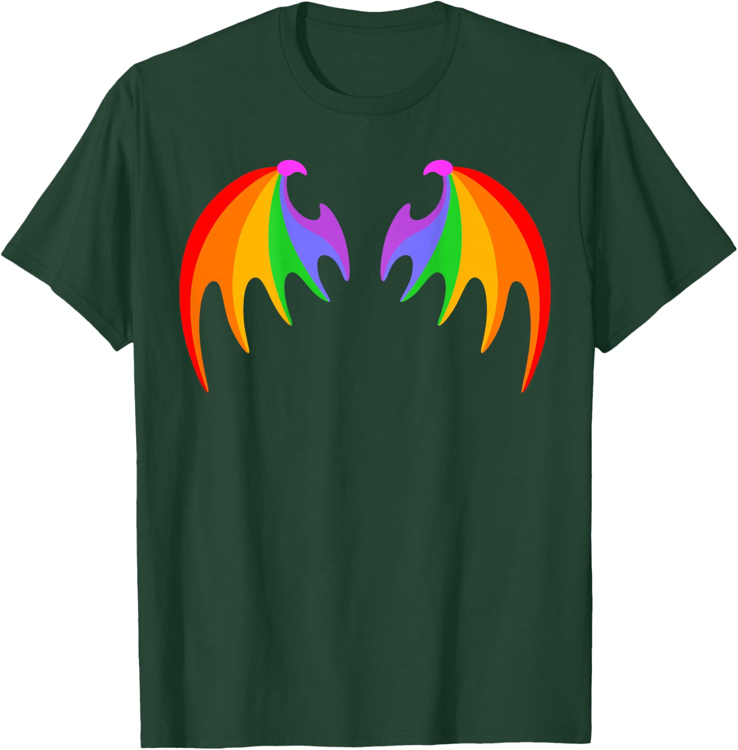 BACK PRINT Rainbow Dragon Bat Wings Cute Pride Party Magic T-Shirt - T-Shirt | Forest