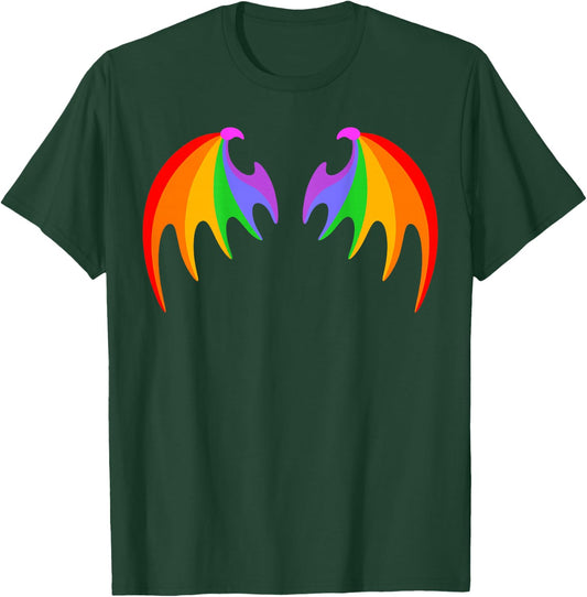BACK PRINT Rainbow Dragon Bat Wings Cute Pride Party Magic T-Shirt - T-Shirt | Forest