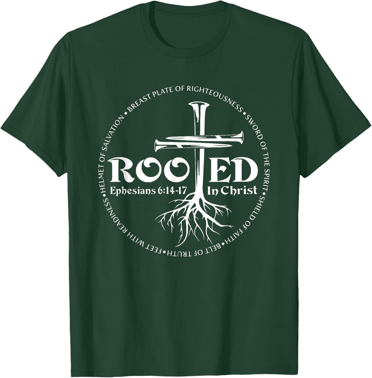 Rooted In Christ, Man Of Faith, Cross Nails T-Shirt - T-Shirt | Forest