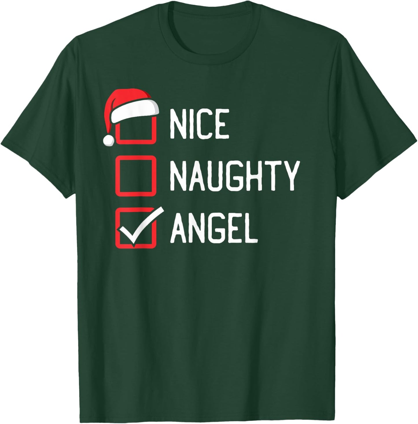 Nice Naughty List Angel Christmas T-Shirt - T-Shirt | Forest