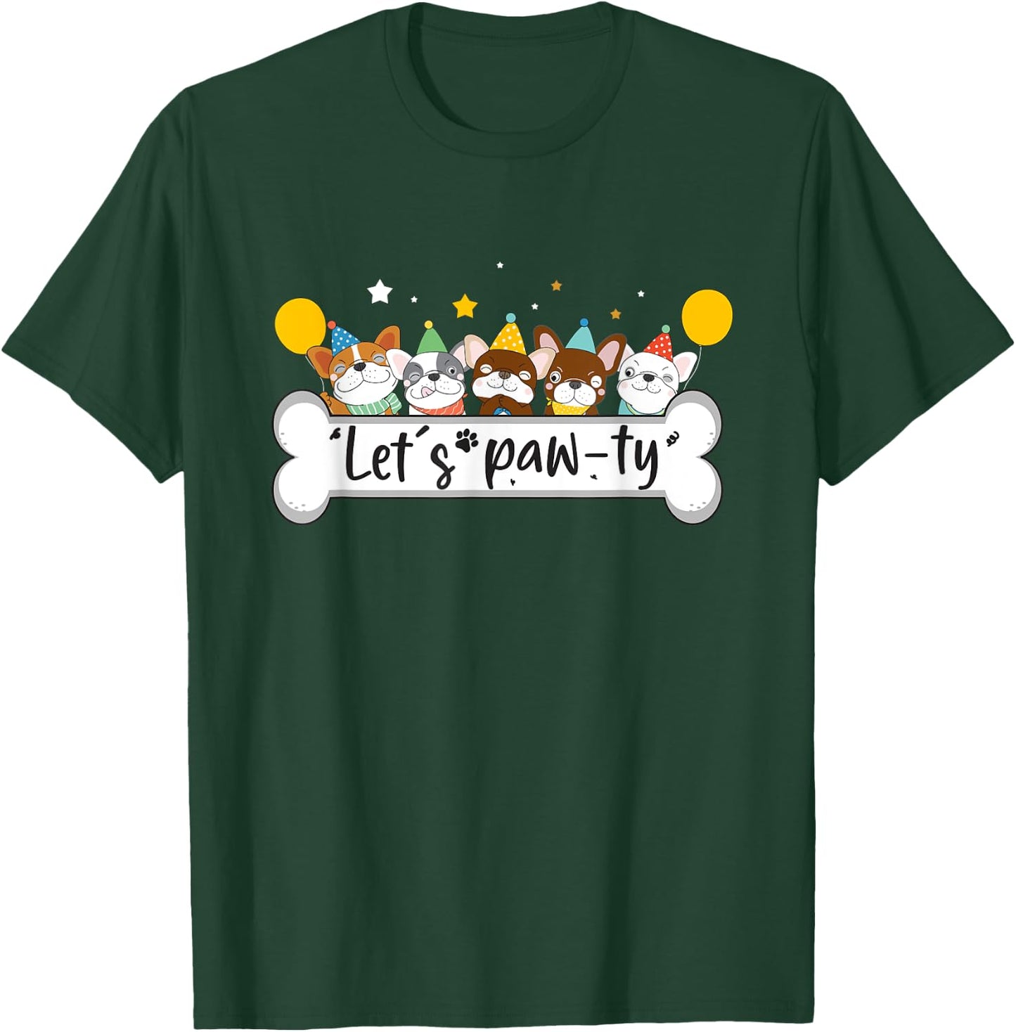 Dog Mom Birthday Dog Bday Boy Girl Let's Pawty Birthday T-Shirt - T-Shirt | Forest