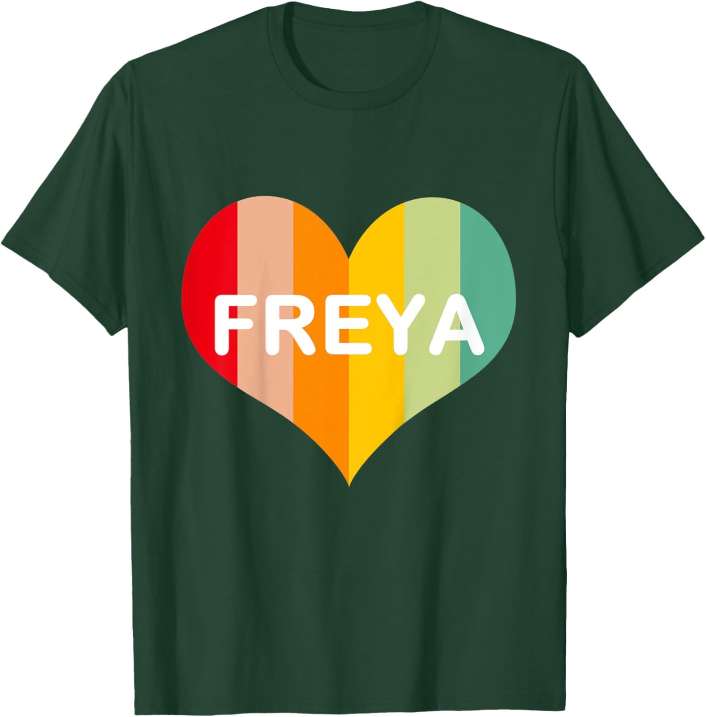 Kids Girls Freya Name Heart | Retro Vintage T-Shirt - T-Shirt | Forest