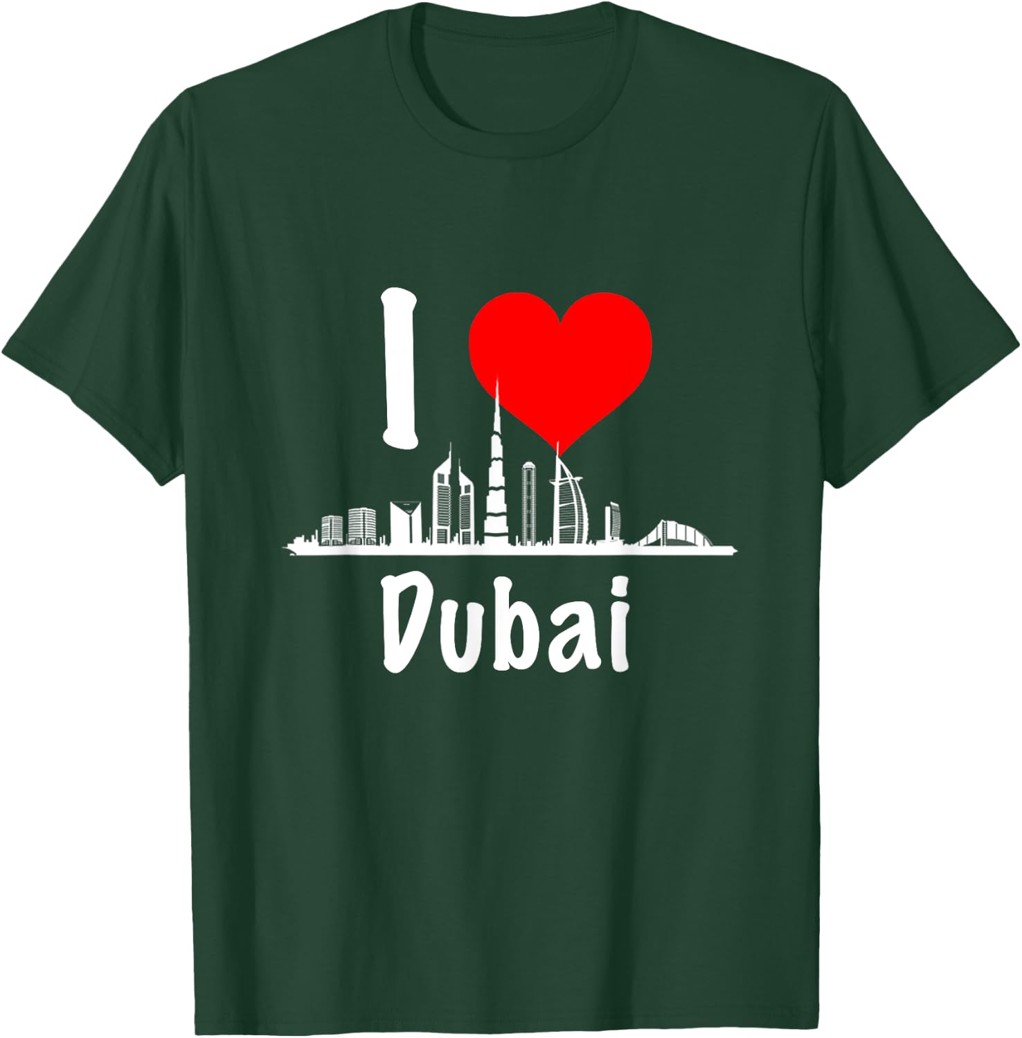 I Love Dubai UAE United Arab Emirates Skyscrapers Heart T-Shirt - T-Shirt | Forest